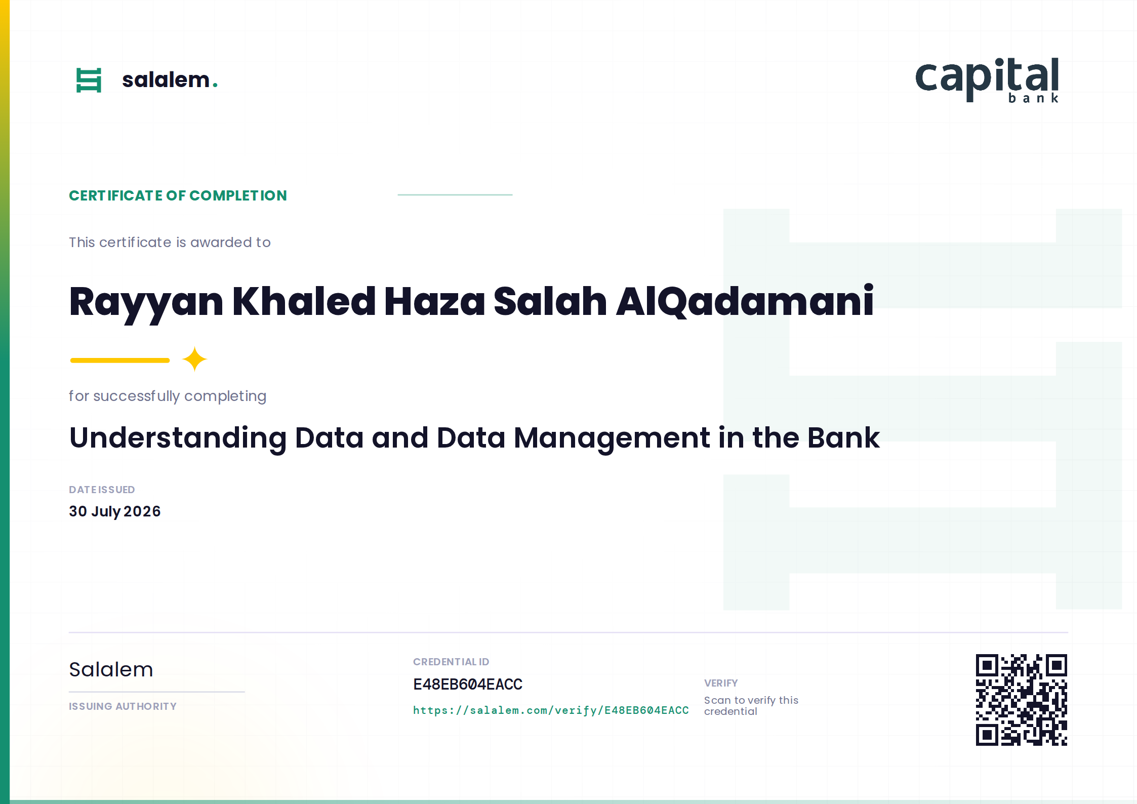 Rayyan Khaled Haza Salah AlQadamani — Understanding Data and Data Management in the Bank